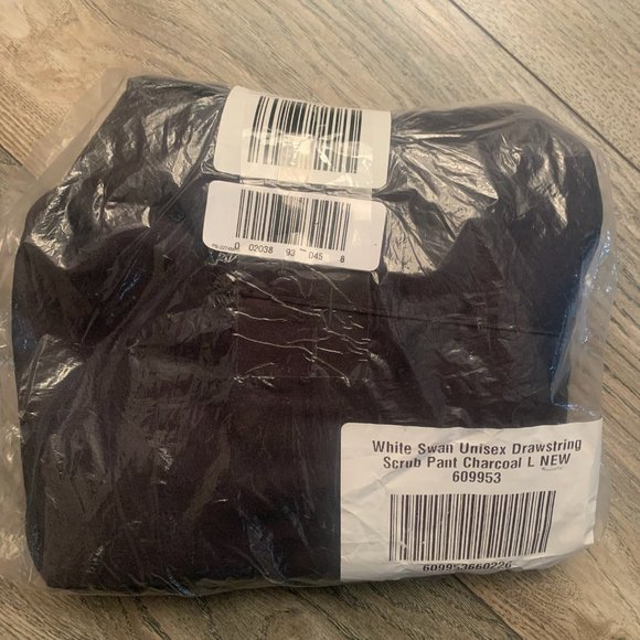 NWT WHITE SWAN UNISEX DRAWSTRING SCRUB PANTS CHARCOAL LARGE - Picture 5 of 7